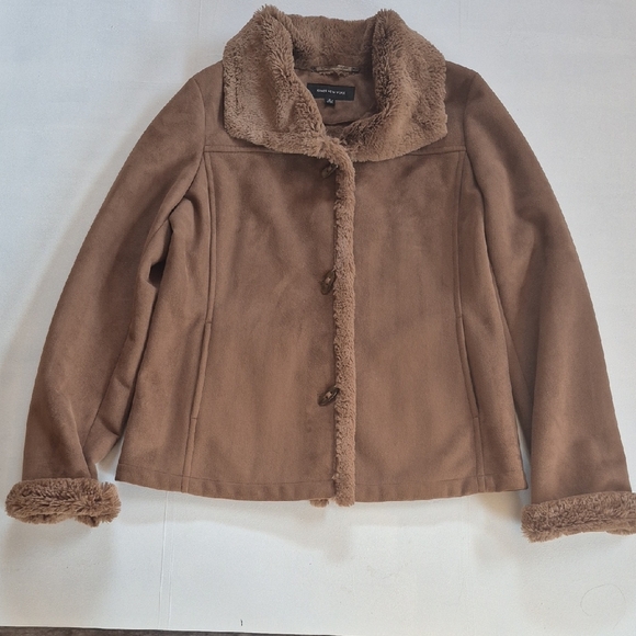 Jones New York Brown Teddy Jacket with Plush Trim - Picture 1 of 10